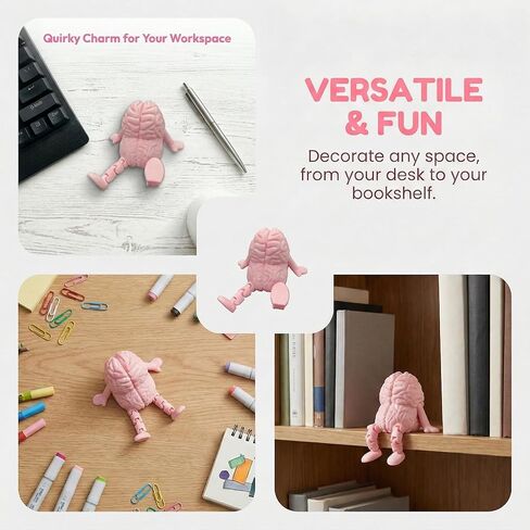1pc Funny Desk Decor - Pink Brain-Shaped Plastic Novelty, Quirky Brain Companion Gift for Friends, Office Pranks & Parties, Outdoor Brains Model Statue in Kuwait