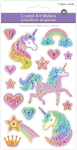 Unicorn Stickers - Girl Stickers for Girls 4-8 Shiny Sparkle Dimensional for Kids for Creating Unicorn Water Bottle for Cups Clear with Gems in Kuwait