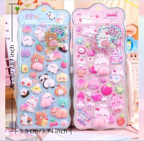3D Puffy Stickers, Kawaii Jelly Bubble Stickers, Squishy Decorative Phone Stickers for iPhone & Daily Items, Adhesive Stickers, 1 Sheet, Pink in Kuwait