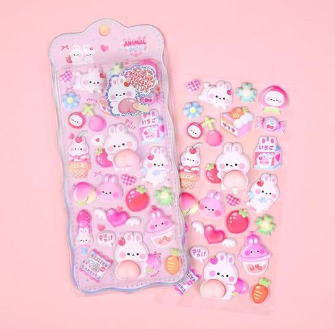 3D Puffy Stickers, Kawaii Jelly Bubble Stickers, Squishy Decorative Phone Stickers for iPhone & Daily Items, Adhesive Stickers, 1 Sheet, Pink in Kuwait