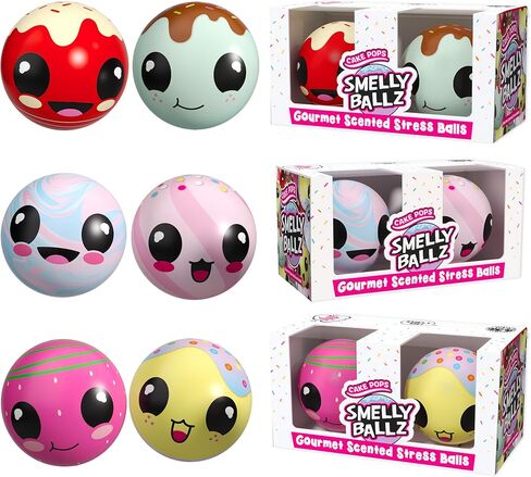 (Cake POPS) - Gourmet Scented Stress Balls (Assortment of 3 x 2-Packs) - Squishy Sensory Ball for Kids and Adults - Discover 6 Unique Aromas in Saudi Arabia
