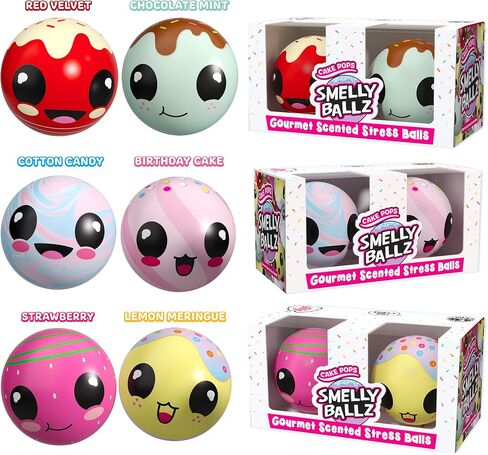 (Cake POPS) - Gourmet Scented Stress Balls (Assortment of 3 x 2-Packs) - Squishy Sensory Ball for Kids and Adults - Discover 6 Unique Aromas in Saudi Arabia