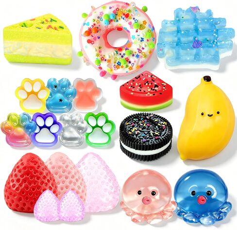 Squishy Toys 20 Pack Food Squishies Taba Squeeze Kawaii Slow Rising Bulk Sensory Fidget Toys Set for Kids Adults, Party Favors Goodie Bag Stuffers Stress Relief Anxiety Gifts for Girls Boys in Saudi Arabia