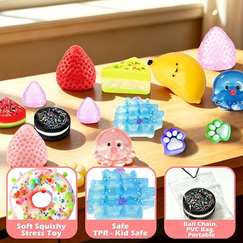 Squishy Toys 20 Pack Food Squishies Taba Squeeze Kawaii Slow Rising Bulk Sensory Fidget Toys Set for Kids Adults, Party Favors Goodie Bag Stuffers Stress Relief Anxiety Gifts for Girls Boys in Saudi Arabia