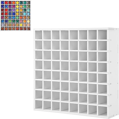 Mekueeex 64 Grids Acrylic Paint Organizer, Wall-Mountable & Stackable Craft Paint Storage Organizer Rack Stand for 2oz Bottles Paints Holder in Kuwait