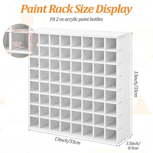 Mekueeex 64 Grids Acrylic Paint Organizer, Wall-Mountable & Stackable Craft Paint Storage Organizer Rack Stand for 2oz Bottles Paints Holder in Kuwait