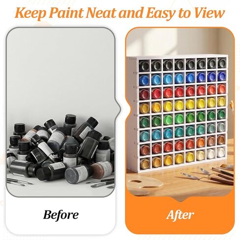 Mekueeex 64 Grids Acrylic Paint Organizer, Wall-Mountable & Stackable Craft Paint Storage Organizer Rack Stand for 2oz Bottles Paints Holder in Kuwait
