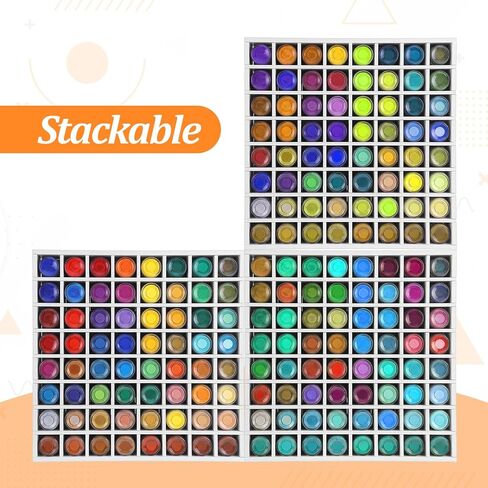 Mekueeex 64 Grids Acrylic Paint Organizer, Wall-Mountable & Stackable Craft Paint Storage Organizer Rack Stand for 2oz Bottles Paints Holder in Kuwait