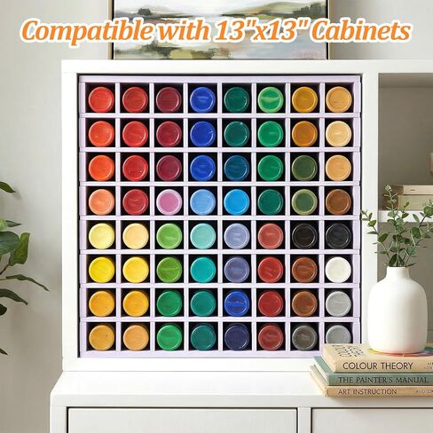Mekueeex 64 Grids Acrylic Paint Organizer, Wall-Mountable & Stackable Craft Paint Storage Organizer Rack Stand for 2oz Bottles Paints Holder in Kuwait