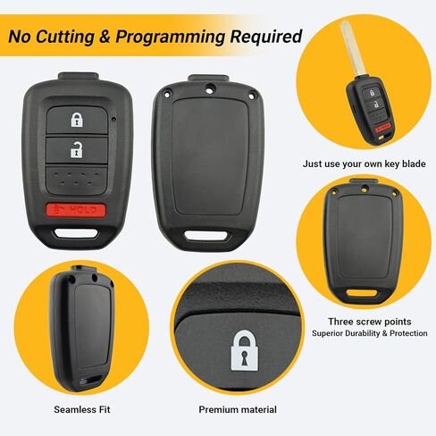 No Cutting Required Key Fob Case Shell for Honda 2013-2016 Accord Crosstour 2014-2015 CR-V Civic 2016-2017 HR-V Keyless Entry Remote Key Fob Cover (3 Button) in Saudi Arabia