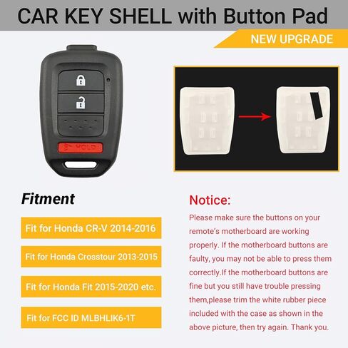 No Cutting Required Key Fob Case Shell for Honda 2013-2016 Accord Crosstour 2014-2015 CR-V Civic 2016-2017 HR-V Keyless Entry Remote Key Fob Cover (3 Button) in Saudi Arabia