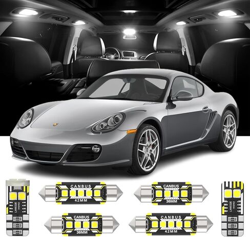 17 Pieces Interior LED Lights Replacement for Porsche 987 Cayman 2005-2012 White LED Interior Bulbs + License Plate Lights in Kuwait
