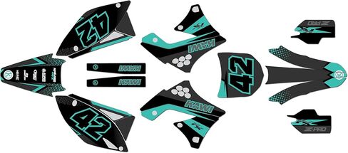 مجموعة رسومات لـ Kawasaki KX250F (2009-2012) Team Series Teal-shift 16 Mil - مجموعة ملصقات رسومات السباق المخصصة للدراجة الترابية، بدون بلاستيك in Kuwait