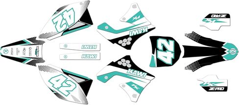 مجموعة رسومات لـ Kawasaki KX250F (2009-2012) Team Series Teal-shift 16 Mil - مجموعة ملصقات رسومات السباق المخصصة للدراجة الترابية، بدون بلاستيك in Kuwait