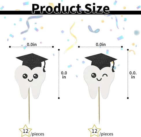 Congrats Dentist Graduation Cupcake Toppers, Congrats Dentist Cupcake Picks, Hygienist Party supplies, Tooth Sign Cupcake Toppers for Dentist Graduation Party Decorations 24pcs Glitter in Saudi Arabia