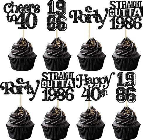 Gyufise 30Pcs Straight Outta 2010 Cupcake Toppers Glitter Sixteen 16 Fabulous Happy 16th Birthday Cupcake Picks Cheers to 16 Years for 16th Birthday Wedding Anniversary Party Supplies Black in Kuwait