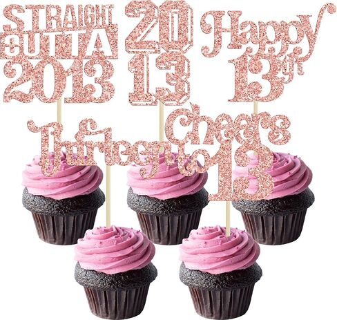 Gyufise 30Pcs Straight Outta 2010 Cupcake Toppers Glitter Sixteen 16 Fabulous Happy 16th Birthday Cupcake Picks Cheers to 16 Years for 16th Birthday Wedding Anniversary Party Supplies Black in Kuwait