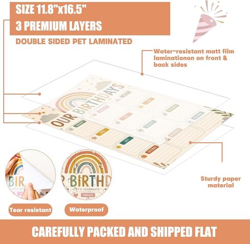 WALENGIF Boho Birthday Chart for Classroom Birthday Poster Calendar for Classroom Bulletin Board Decorations Reusable Rainbow Birthdays Poster for Students Back to School Teacher Supplies Preschool Kindergarten Elementary in Saudi Arabia