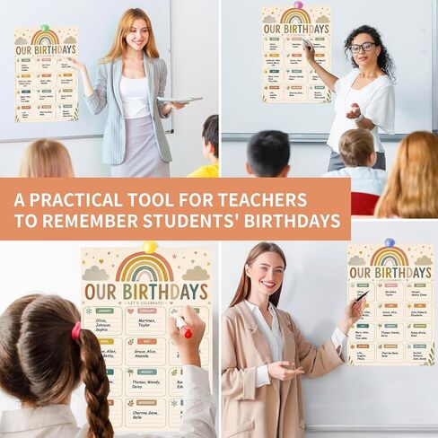 WALENGIF Boho Birthday Chart for Classroom Birthday Poster Calendar for Classroom Bulletin Board Decorations Reusable Rainbow Birthdays Poster for Students Back to School Teacher Supplies Preschool Kindergarten Elementary in Saudi Arabia