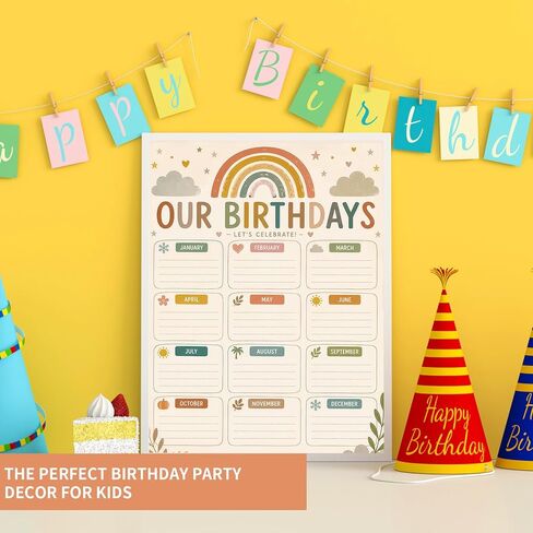 WALENGIF Boho Birthday Chart for Classroom Birthday Poster Calendar for Classroom Bulletin Board Decorations Reusable Rainbow Birthdays Poster for Students Back to School Teacher Supplies Preschool Kindergarten Elementary in Saudi Arabia