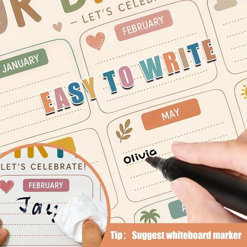 WALENGIF Boho Birthday Chart for Classroom Birthday Poster Calendar for Classroom Bulletin Board Decorations Reusable Rainbow Birthdays Poster for Students Back to School Teacher Supplies Preschool Kindergarten Elementary in Saudi Arabia