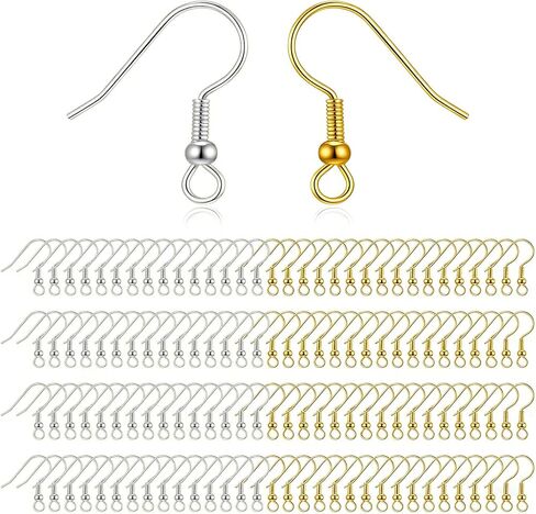 400 Pcs Stainless Steel Earring Hooks, Fish Hooks French Wire Hooks with Ball and Coil with Transparent Storage Box, Hypoallergenic Earring Findings for Jewelry Making DIY, Silver in Saudi Arabia