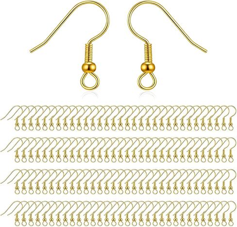 400 Pcs Stainless Steel Earring Hooks, Fish Hooks French Wire Hooks with Ball and Coil with Transparent Storage Box, Hypoallergenic Earring Findings for Jewelry Making DIY, Silver in Saudi Arabia