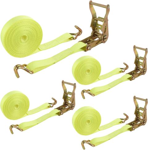 4 Pack 1 Inch Ratchet Straps Heavy Duty 20ft Tie Down Straps Ratchet with Double J Hook, 8000 LBS Break Strength, Cargo Ratchet Straps for Truck, Trailers, Motorcycle, Kayaks, Car Roof in Kuwait