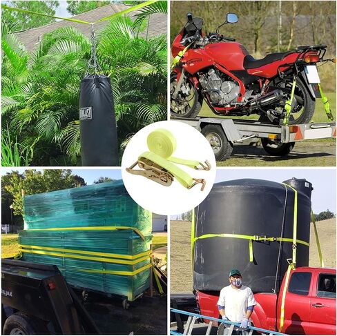 4 Pack 1 Inch Ratchet Straps Heavy Duty 20ft Tie Down Straps Ratchet with Double J Hook, 8000 LBS Break Strength, Cargo Ratchet Straps for Truck, Trailers, Motorcycle, Kayaks, Car Roof in Kuwait
