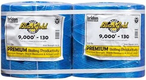 Bridon BlackGold Blue Hay Baling Twine, 130 Pound Knot Strength and 9,000 Foot Length, 2 4,500 Foot Spools, Crop Baling, Christmas Tree wrap in Kuwait