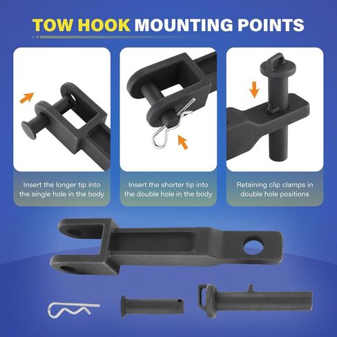 2 Pack A20-6014 Single Tow Hook Heavy Duty Tow Hook Compatible with Peterbilt/for Kenworth with Pull Pin （A65-6008） and Frame Pin （A65-6007） Semi Trucks Hitch-Front Tow Fits for T170 T270 384 386 in Kuwait
