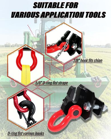 3/8" Tractor Bucket Hooks with 5/8" D-Ring Shackle Combo, Max Tow Capacity 10,000 lbs, Bolt on Tractor Hooks, Heavy Duty Grade 80 Forged Steel, 2 Pack in Saudi Arabia