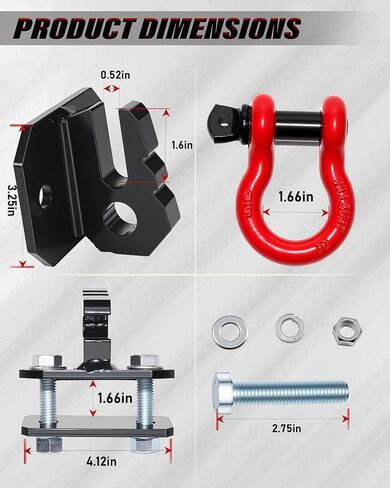 3/8" Tractor Bucket Hooks with 5/8" D-Ring Shackle Combo, Max Tow Capacity 10,000 lbs, Bolt on Tractor Hooks, Heavy Duty Grade 80 Forged Steel, 2 Pack in Saudi Arabia