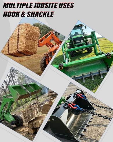 3/8" Tractor Bucket Hooks with 5/8" D-Ring Shackle Combo, Max Tow Capacity 10,000 lbs, Bolt on Tractor Hooks, Heavy Duty Grade 80 Forged Steel, 2 Pack in Saudi Arabia