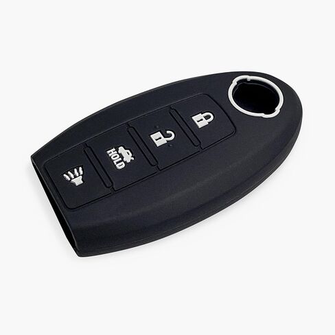 2-pcs Click&Fit Silicone Key Fob Covers Compatible with Nissan Rogue 2008-21, Altima 07-21, Pathfinder 10-21, Murano 2009-21, Maxima Leaf GT-R Juke – Car Remote Key Rubber Case 4-Buttons, Black&Red in Kuwait