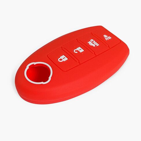 2-pcs Click&Fit Silicone Key Fob Covers Compatible with Nissan Rogue 2008-21, Altima 07-21, Pathfinder 10-21, Murano 2009-21, Maxima Leaf GT-R Juke – Car Remote Key Rubber Case 4-Buttons, Black&Red in Kuwait