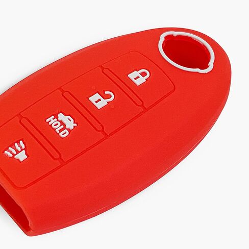 2-pcs Click&Fit Silicone Key Fob Covers Compatible with Nissan Rogue 2008-21, Altima 07-21, Pathfinder 10-21, Murano 2009-21, Maxima Leaf GT-R Juke – Car Remote Key Rubber Case 4-Buttons, Black&Red in Kuwait