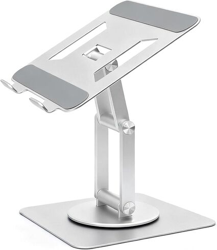 Sturdy Dual-Axis Laptop Stand, 9.8 Inch Height Adjustable, 360° Swivel Ergonomic Sit-to-Stand Computer Riser, No Wobble Thickened Base, Fits MacBook Pro and Most 10-17 Inch Notebooks - Gray in Saudi Arabia