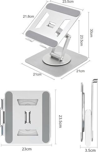 Sturdy Dual-Axis Laptop Stand, 9.8 Inch Height Adjustable, 360° Swivel Ergonomic Sit-to-Stand Computer Riser, No Wobble Thickened Base, Fits MacBook Pro and Most 10-17 Inch Notebooks - Gray in Saudi Arabia