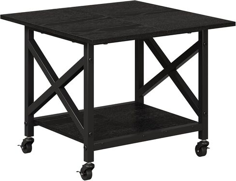 VENNQD 2 Tier Printer Stand, 23.6'' x 23.6'' Large Table with Storage Shelf, Rolling Printer Cart with Wheels, Laser Printer Table for Home Office Living Room Scanner Fax Machine, Rustic Brown in Saudi Arabia