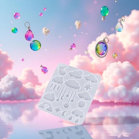Resin Keychain Mold Mushroom Cloud Earrings Molds DIY Epoxy Resin Casting Molds with Hole for DIY Pendant Jewelry Making Casting Supplies in Kuwait
