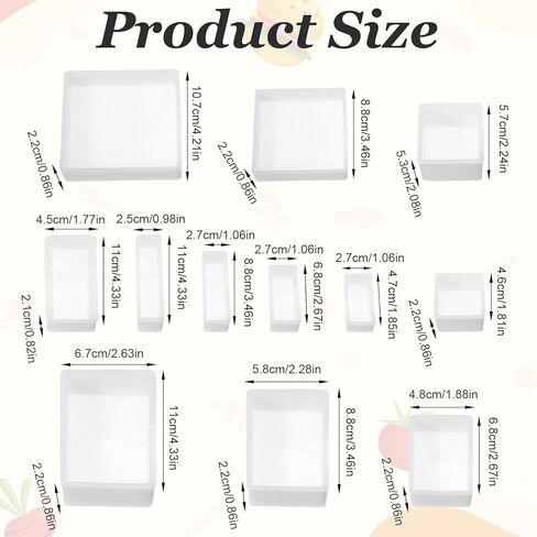 12pcs Epoxy Resins Molds Silicone Kit Square Rectangle Silicone Molds Resins Mold for Casting Silicones Mold Making Kit with 12 Sizes for DIY Handicrafts Crafts Specimens in Kuwait