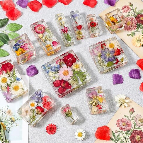 12pcs Epoxy Resins Molds Silicone Kit Square Rectangle Silicone Molds Resins Mold for Casting Silicones Mold Making Kit with 12 Sizes for DIY Handicrafts Crafts Specimens in Kuwait