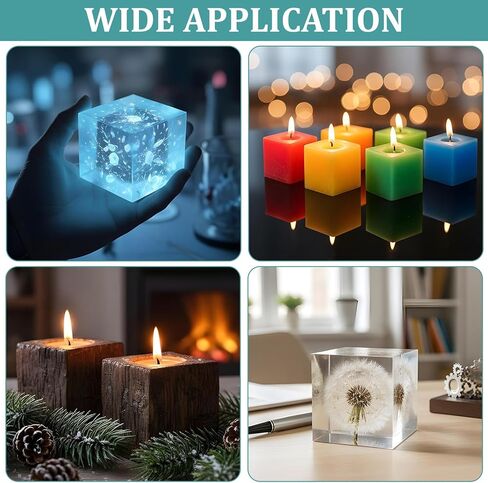 Set of 6 Clear Silicone Cube Molds, 4", 3", 2", 1.5", 1", 0.5" Transparent Large Deep Square Epoxy Resin Casting Cube Molds for Art DIY Crafts Projects Home Decoration in Kuwait
