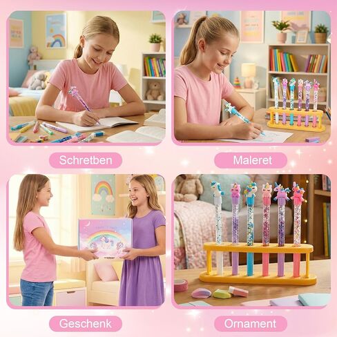 Bafeil Unicorn DIY Pen Making Kit, 15 Make Your Own Glitter Pens Creator Studio with Sequins Beads, Creative Arts & Crafts Marker Set, Personalized Colouring Pens Birthday Back School Gift in Saudi Arabia