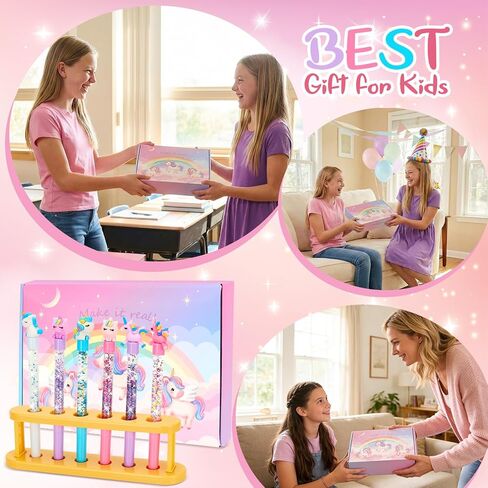 Bafeil Unicorn DIY Pen Making Kit, 15 Make Your Own Glitter Pens Creator Studio with Sequins Beads, Creative Arts & Crafts Marker Set, Personalized Colouring Pens Birthday Back School Gift in Saudi Arabia