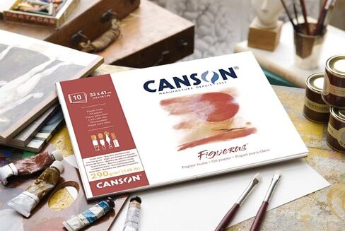 Canson Figueras Oil & Acrylic 290gsm Paper pad Including 10 Sheets, Size:33x24cm, Canvas-Like Texture in Kuwait