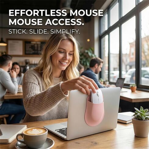 Stick-On Mouse Sleeve, Reusable Adhesive Mouse Holder for Laptop and iPad, Slim Storage Pocket for Computer Accessories in Kuwait