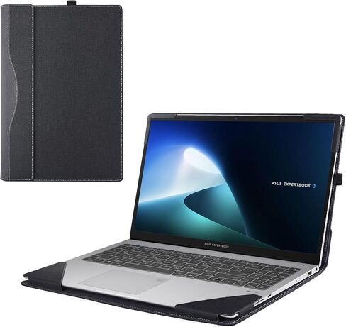 حافظة كمبيوتر محمول لجهاز ASUS ExpertBook B1 B1503/ BM1 BM1503/P1 P1503&PM1503، حافظة لجهاز ASUS Chromebook CX15 (CX1505) 15.6 بوصة 2 في 1 حافظة كمبيوتر محمول قابلة للفصل من جلد البولي يوريثان (أسود) in Kuwait