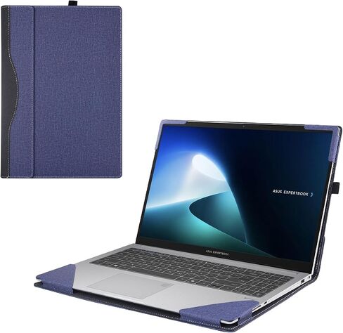 حافظة كمبيوتر محمول لجهاز ASUS ExpertBook B1 B1503/ BM1 BM1503/P1 P1503&PM1503، حافظة لجهاز ASUS Chromebook CX15 (CX1505) 15.6 بوصة 2 في 1 حافظة كمبيوتر محمول قابلة للفصل من جلد البولي يوريثان (أسود) in Kuwait